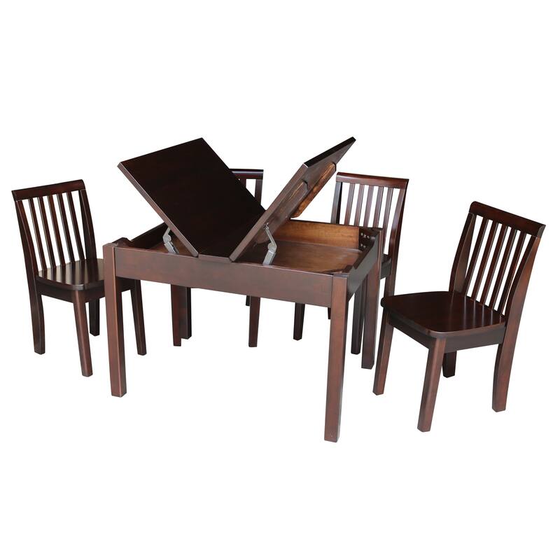 Kids Table with Lift Up Top and 4 Mission Juvenile Chairs - 5 Piece Set