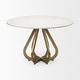 preview thumbnail 3 of 10, Laurent White Marble Top w/Gold Metal Base Dining Table - Off White
