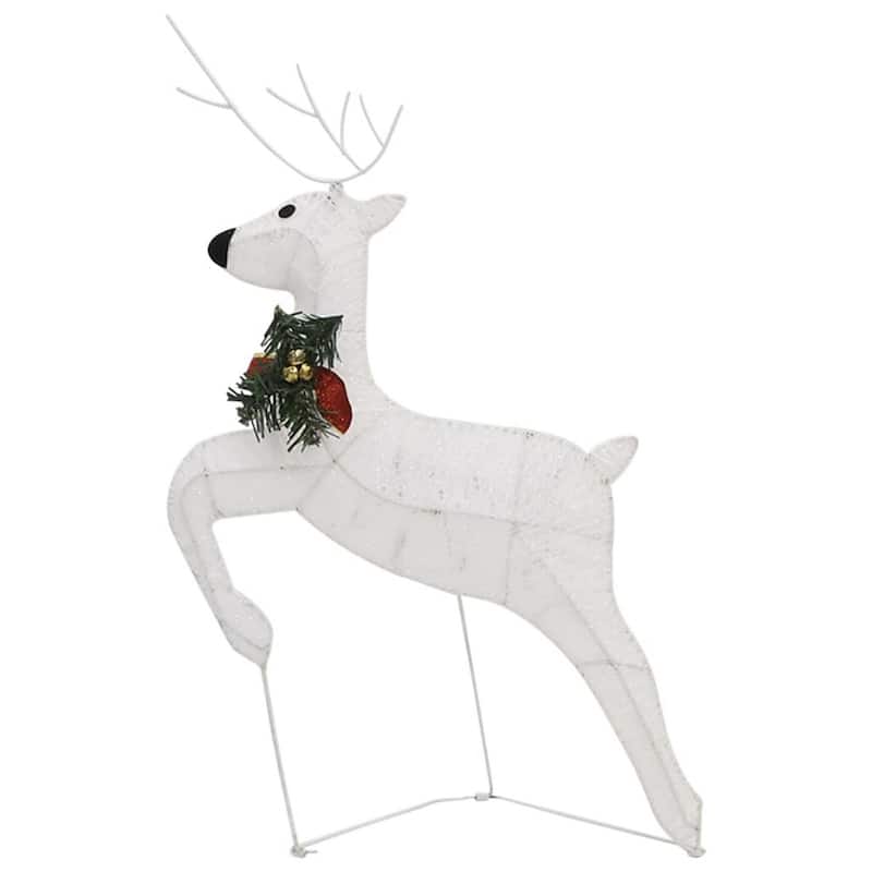 Garden 2pc Reindeer and Sleigh Christmas Decoration, 60 LEDs, White