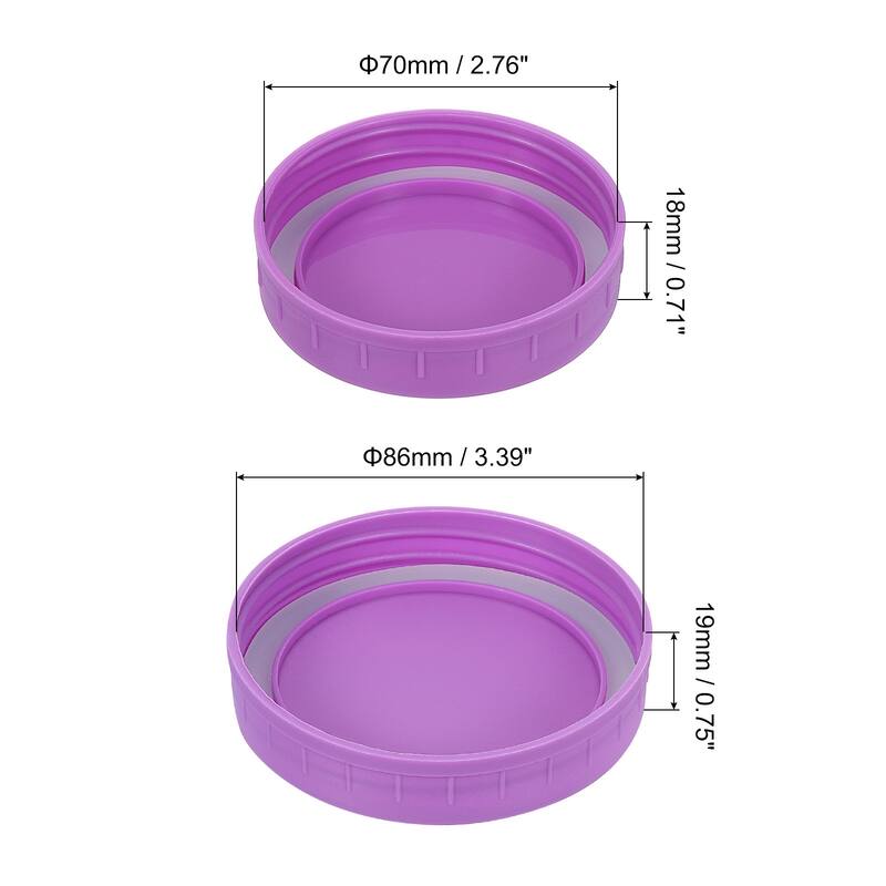 18Pcs Mason Jar Lid with Silicone Ring, 9 Regular Mouth&9 Wide Mouth - Purple