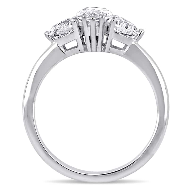 Miadora 1 3/4ct TDW Marquise Cut and Heart Diamond 3-Stone Engagement Ring in 18k White Gold