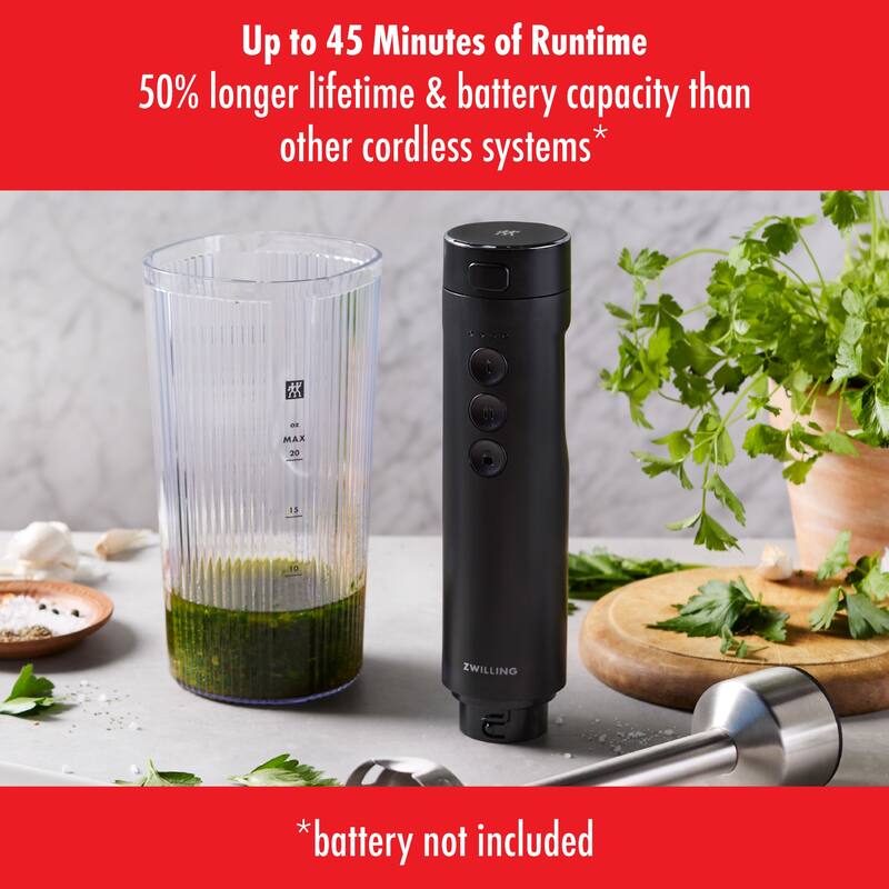 ZWILLING Xtend Cordless Hand Blender and Accessory 4-pc Set (Battery Not Included) - Black
