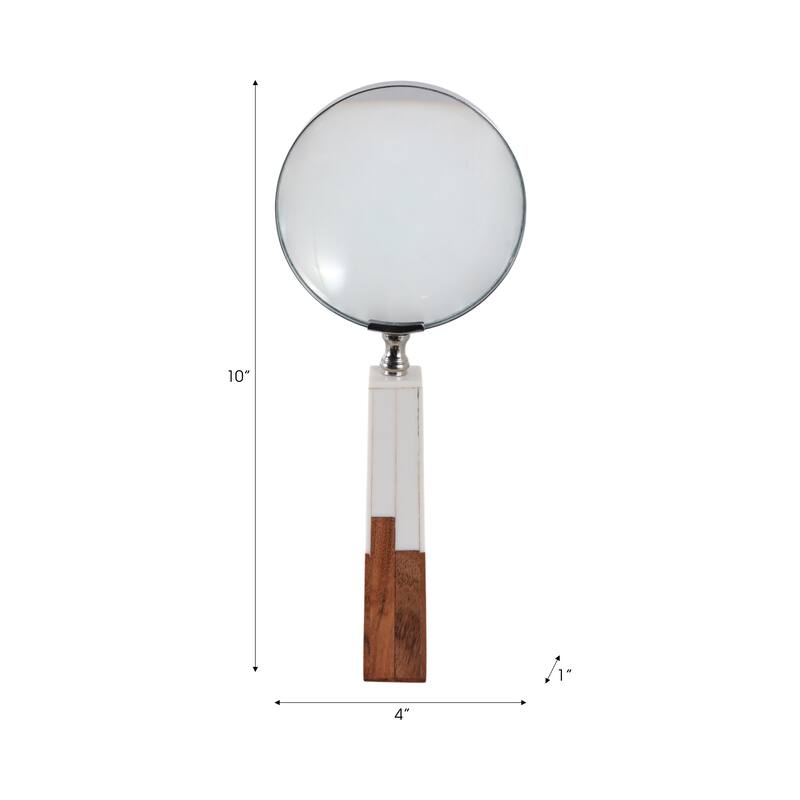 Resin Glass Decorative Object Magnifying Accent Home Decor - 10" White - 4" x 1" x 10"