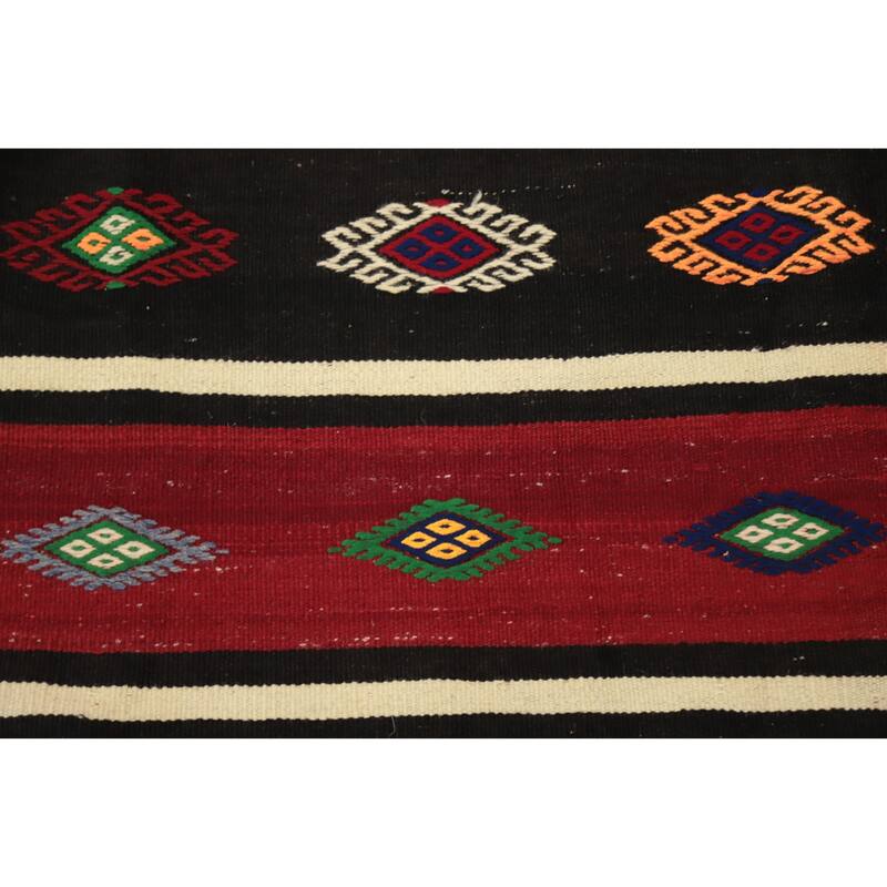 Hand Woven Oriental 100% Wool Carpet Southwestern Tribal Red Kilim Area Rug - 9' 2'' X 5' 9''