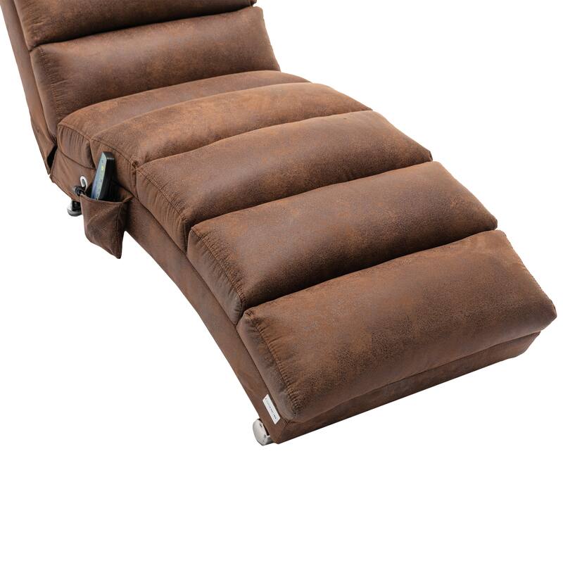 Coffee 21.65" High Back Upholstered Chaise Lounge Chair with Massage