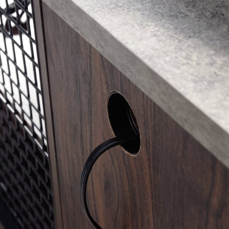 Engineered Wood Industrial Credenza For TVs up to 60", Brown - 55.35"W x 17.72"D x 23.27"H