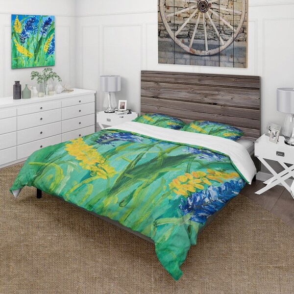 Blue and yellow on sale queen comforter set
