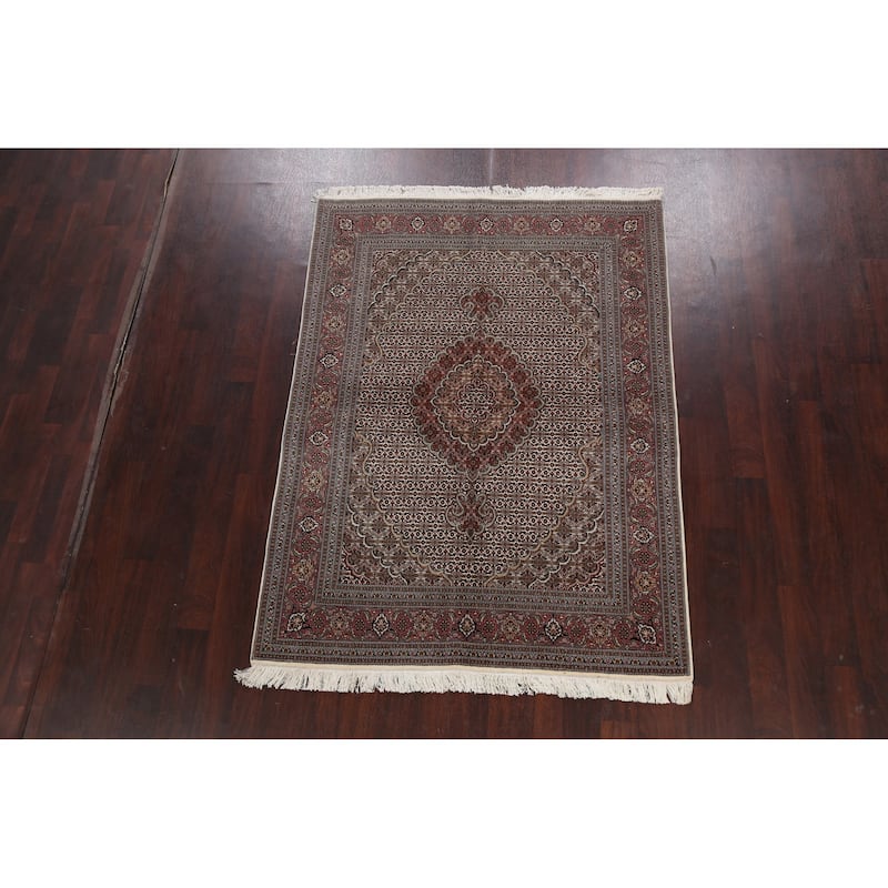 Wool/ Silk Vegetable Dye Tabriz Mahi Persian Area Rug Handmade Carpet - 5'0" x 6'9"
