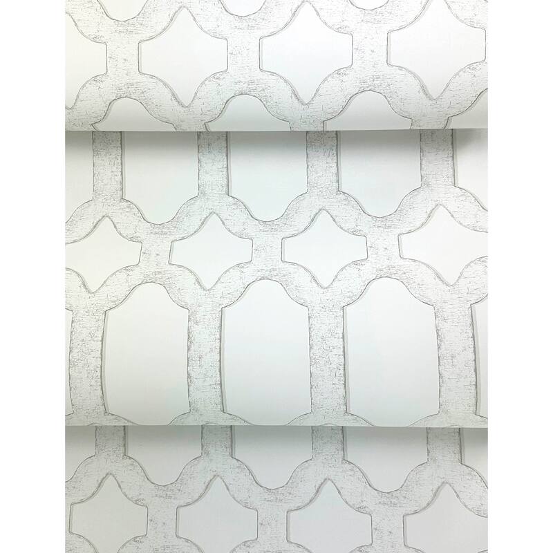 Chesapeake Chervil White Trellis Wallpaper
