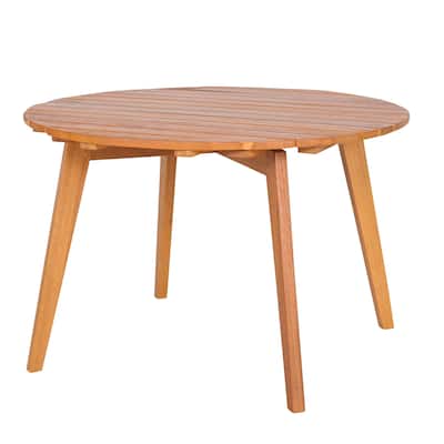 24.5" Round Natural Acacia Wood Side Table with for Outdoor Patio Garden Furniture - 24.5" x 24.5" x 16"