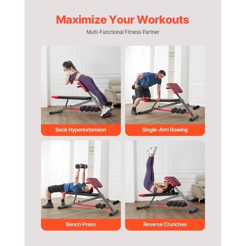 Roman Chair Back Extension Hyperextension Bench Multi-Function Adjustable Gym - 58" x 26" x 34"
