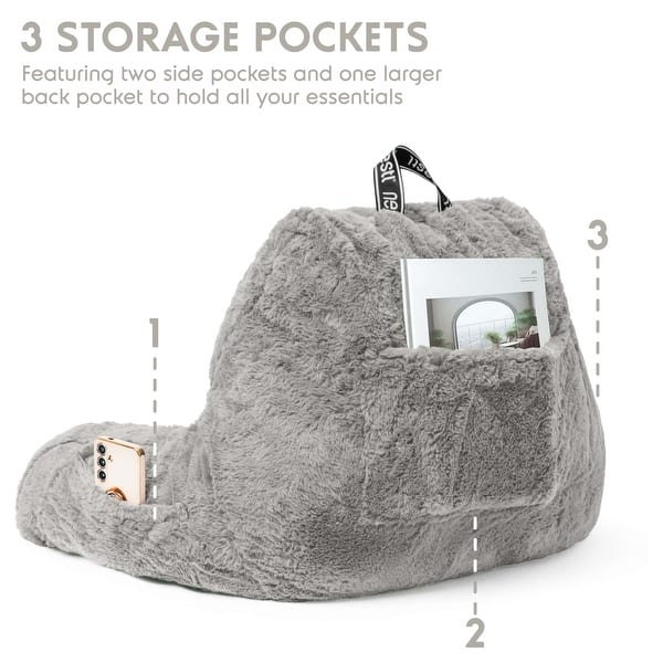 dimension image slide 10 of 25, Empyrean Furs Reading Pillows for Sitting in Bed Adult & Kids, Sit Up Back Support Pillow for Bed Rest