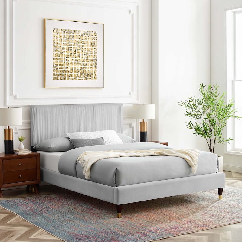Peyton Performance Velvet Queen Platform Bed