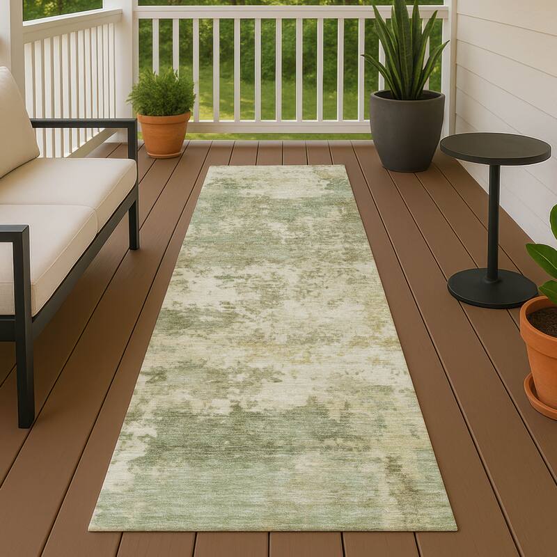 Machine Washable Indoor/ Outdoor Modern Jenna Chantille Rug - Celery - 2'3" x 7'6"