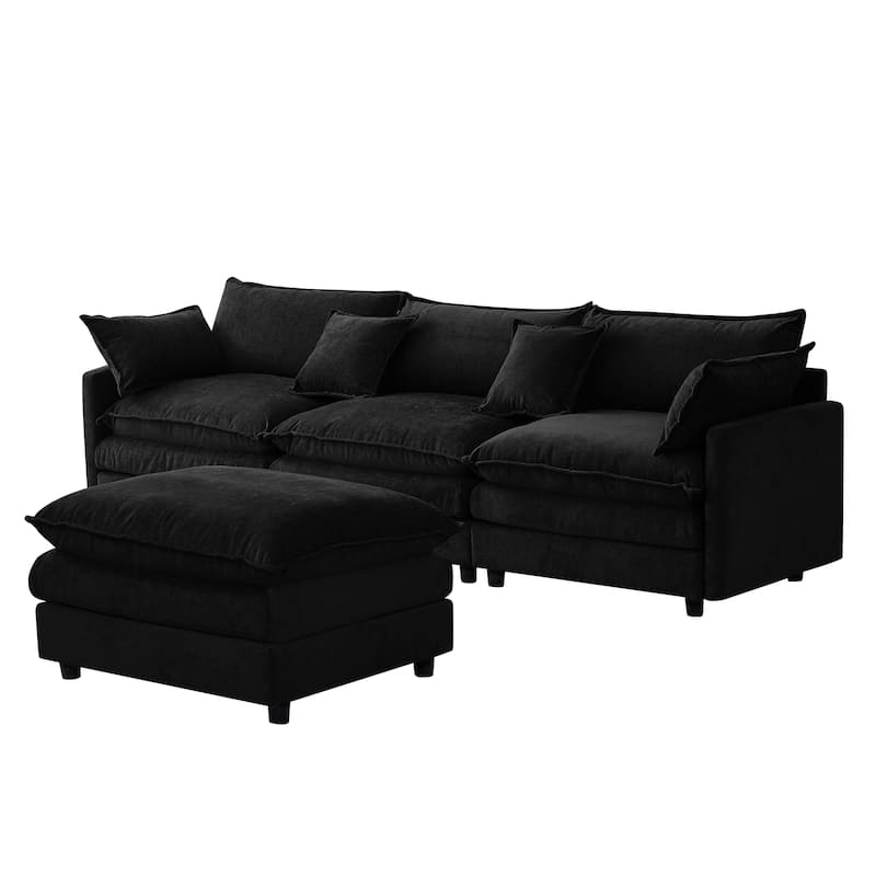 105" Modular Sectional Couch,3 Seater with Ottoman L Shape Sofa