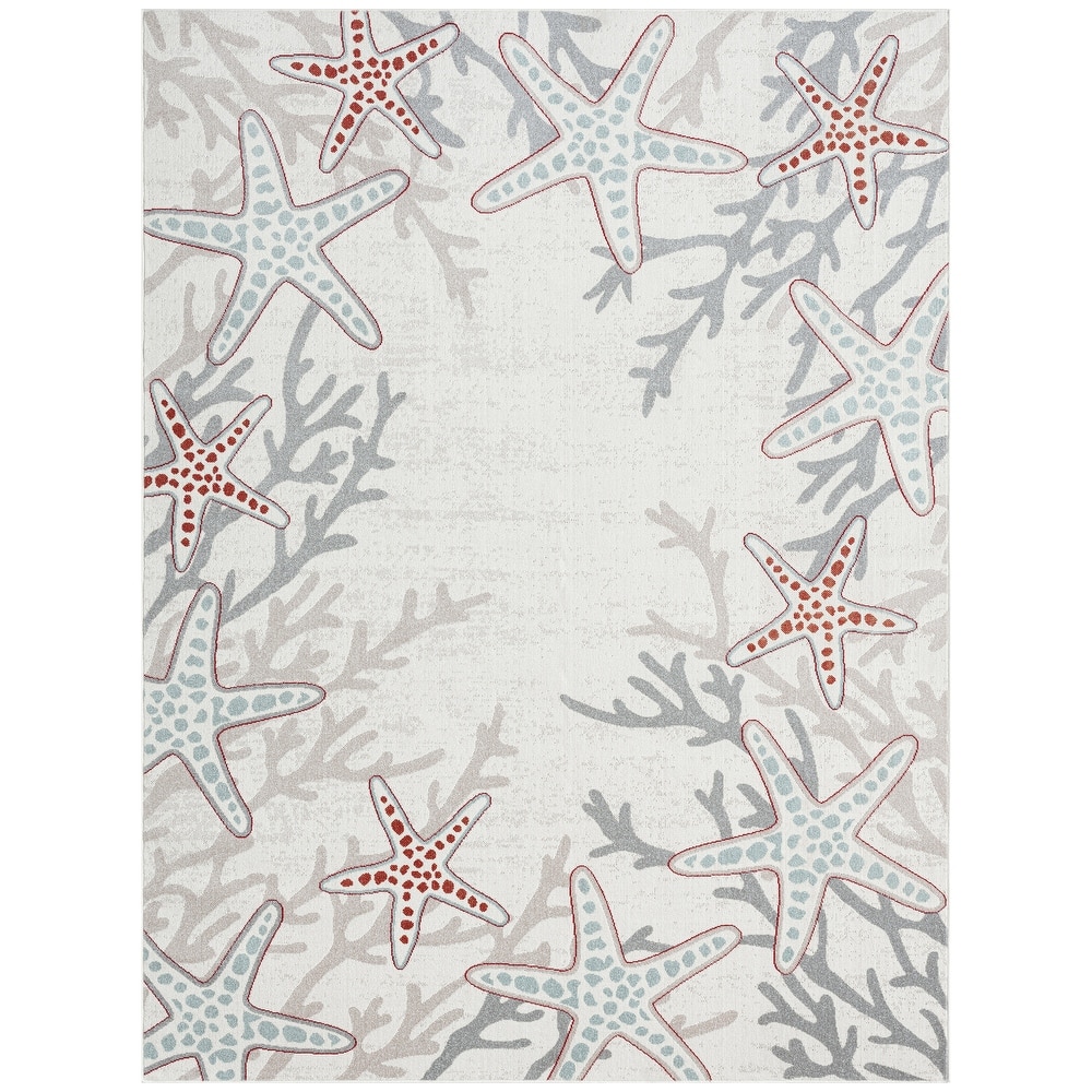 Home Dynamix Marine Coral Coastal Starfish Indoor/Outdoor Area Rug