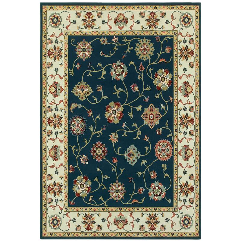 Hartford Navy Ivory Oriental Floral Traditional Casual Area Rug