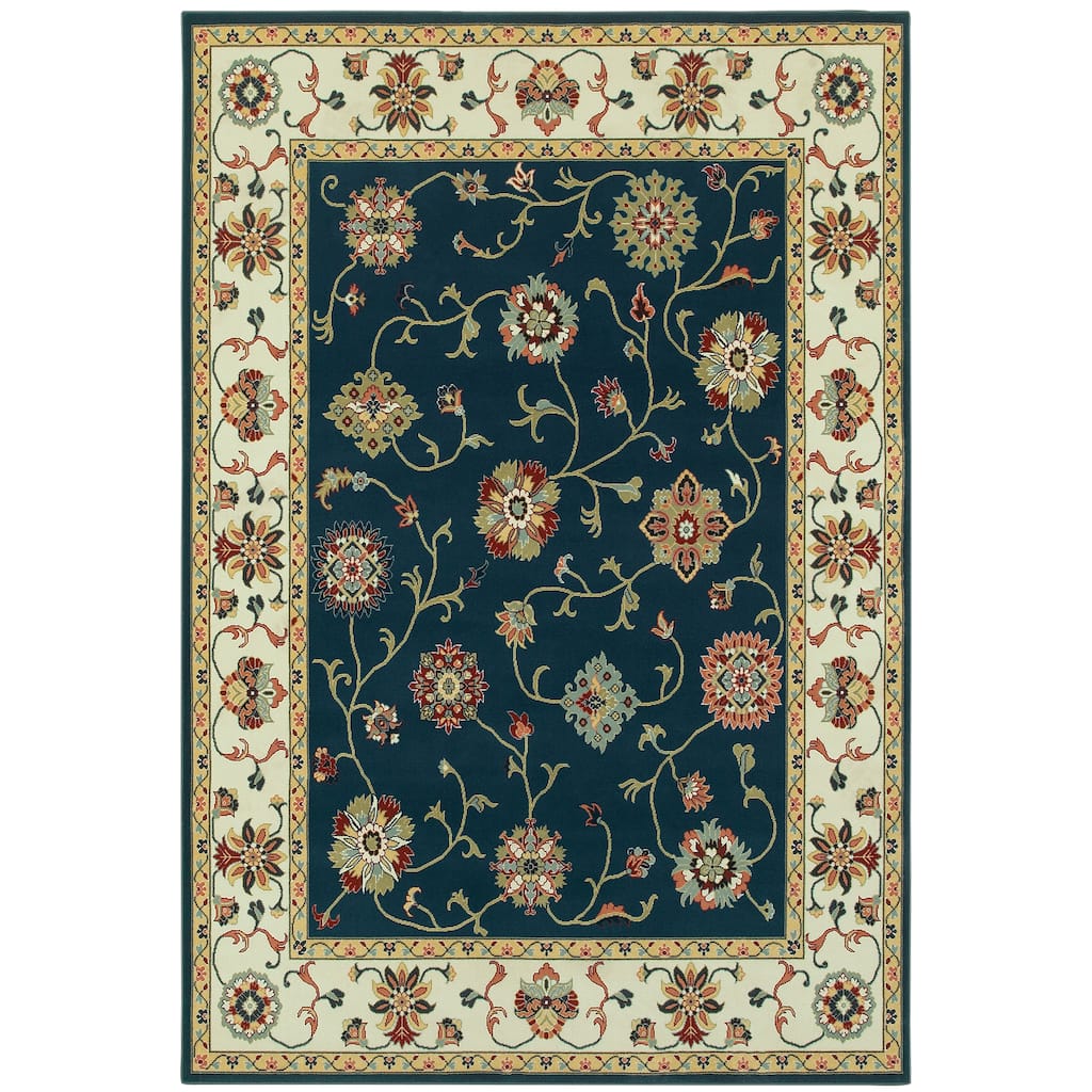 Hartford Navy Ivory Oriental Floral Traditional Casual Area Rug
