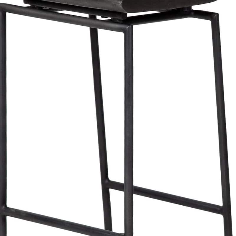 HomeRoots 30" Black Solid Wood and Metal Backless Bar Height Bar Chair