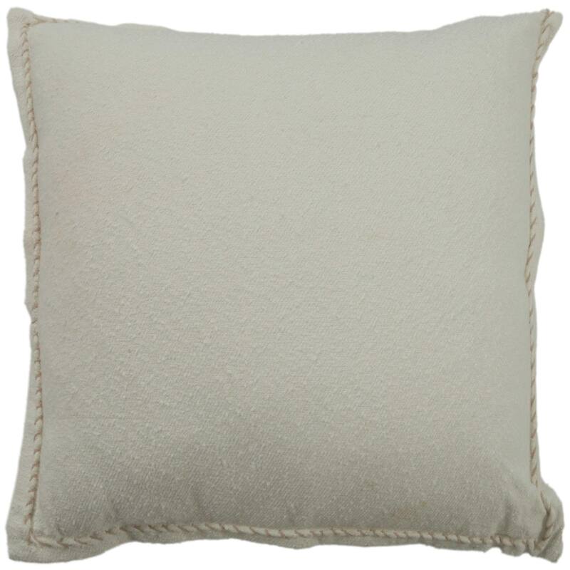 Rizzy Home Solid Throw Pillow with Whipstiched Edge - Down - Ivory