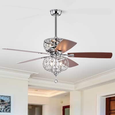 Ariana Chrome 52-inch Indoor Ceiling Fan with Crystal Light Kit