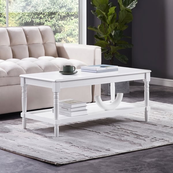 Convenience Concepts French Country Manor No Tools Coffee Table with Shelf - 40.00" x 20.00" - White