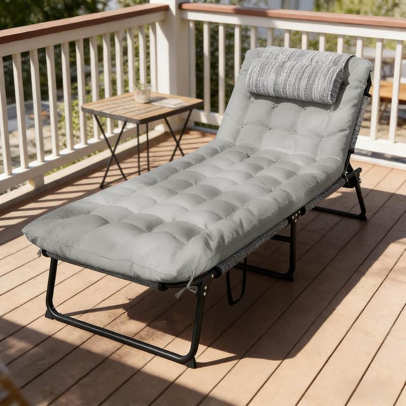 GDFStudio - Eriksen Folding Outdoor Sun Lounger with Adjustable Reclining Comfort Design - Chaise Lounge