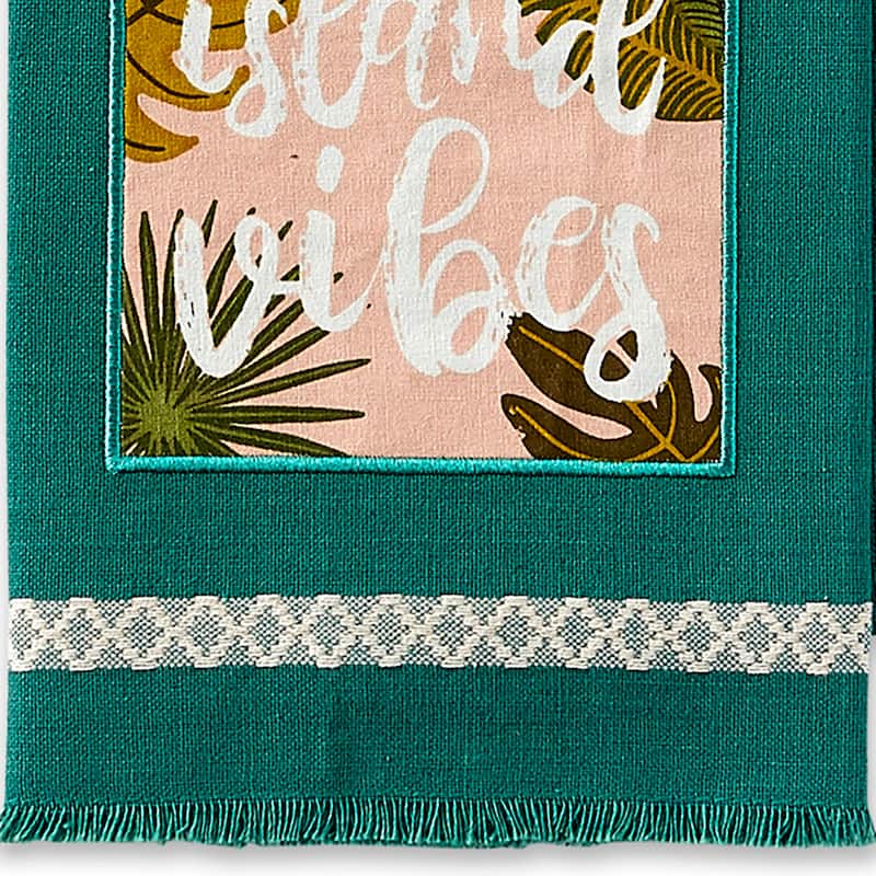 DII Island Tropics Pineapple Embellished Dishtowels Set/3