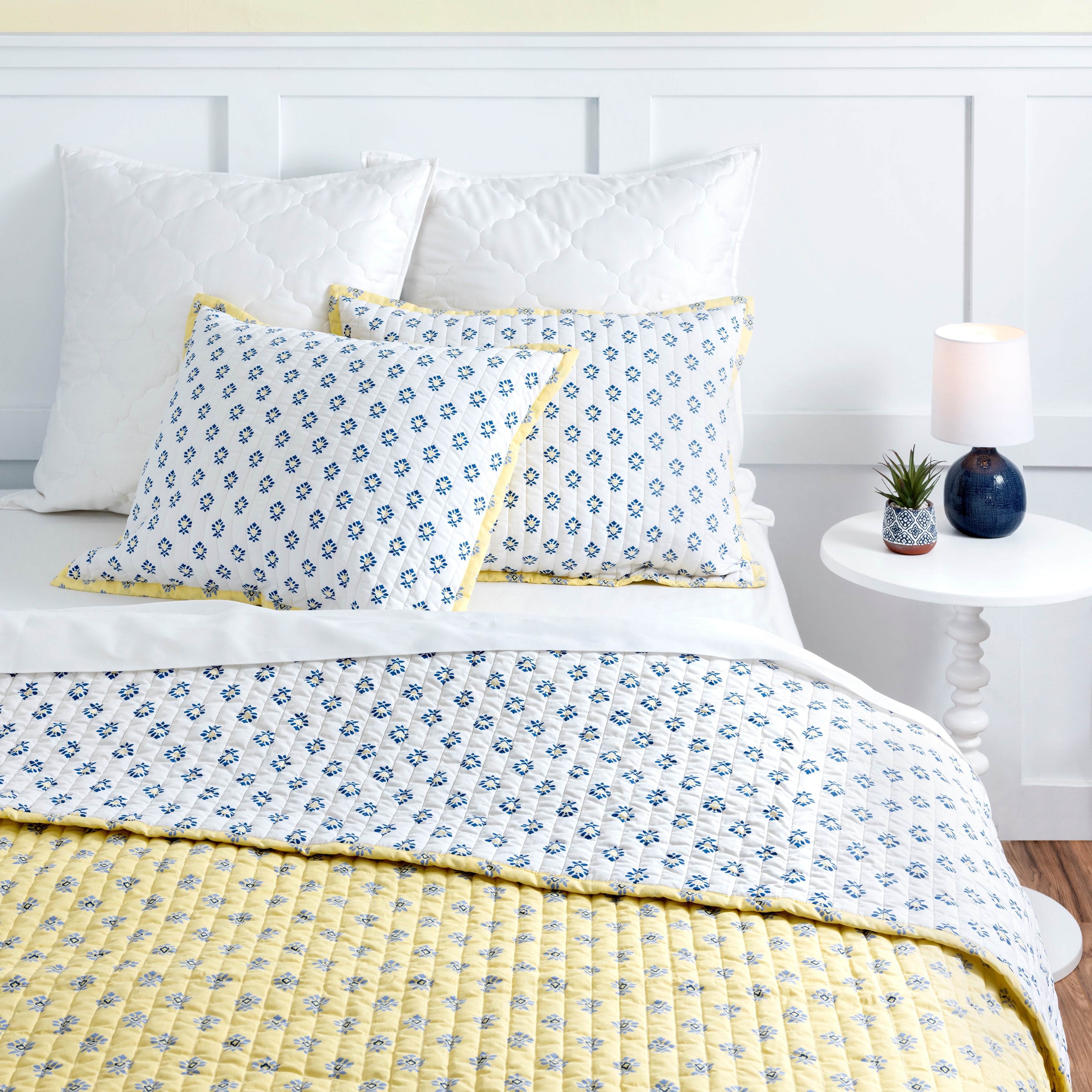 Martha Stewart Naomi Block Print 3 Piece Quilt Set - Bed Bath \u0026 Beyond -  31103749, image size:3500x3500