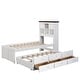 preview thumbnail 7 of 21, Captain Bed with Bookcase Headboard, Solid Wood Storage Platform Bed with Trundle & 3 Storage Drawers, for Kids Girls Boys