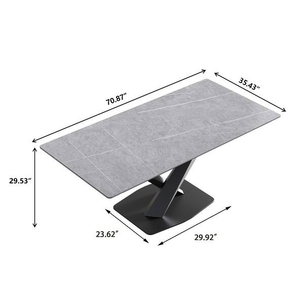 71'' Modern Sintered Stone Dining Table Gray Rectangular Tabletop ...