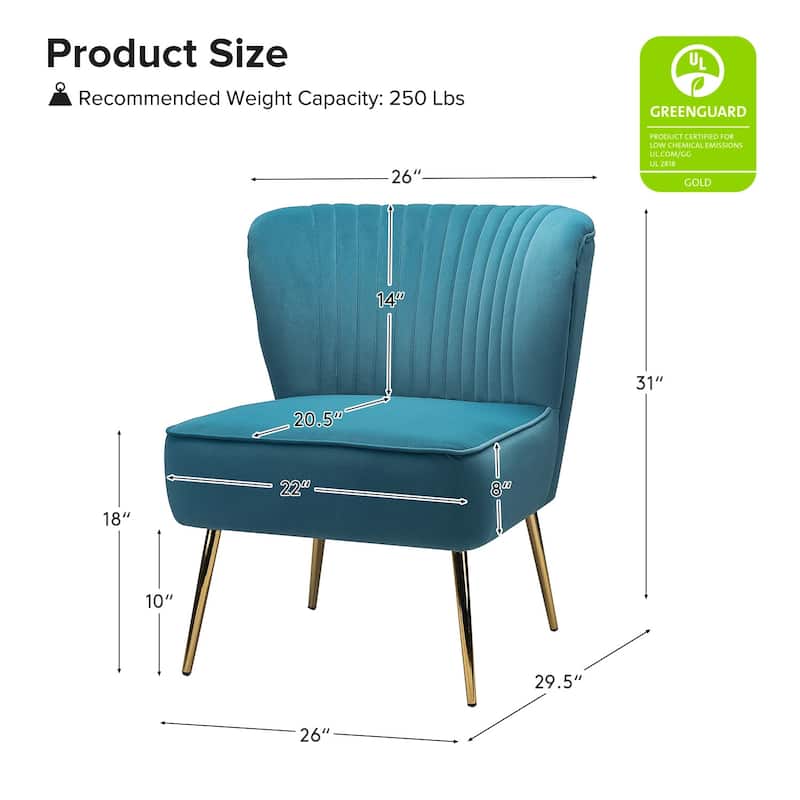 Monica 22''W Upholstered Modern Tufted Accent Side Chair with Gold Legs by HULALA HOME