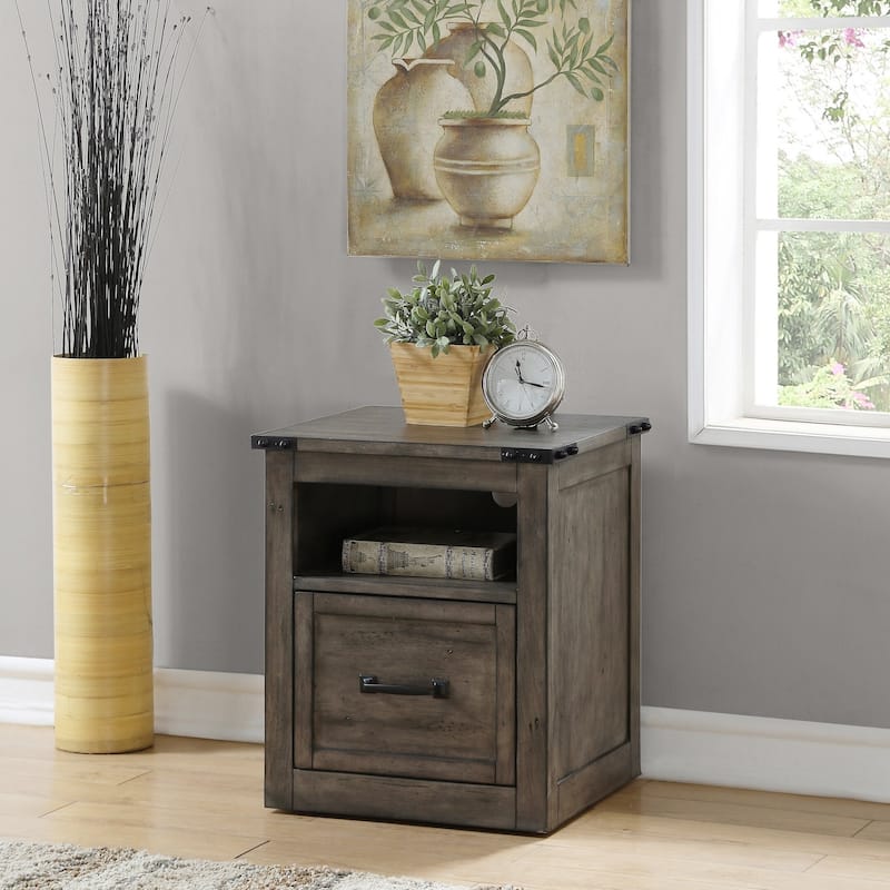 Bridgevine Home Storehouse One Drawer File, Smoked Grey Finish
