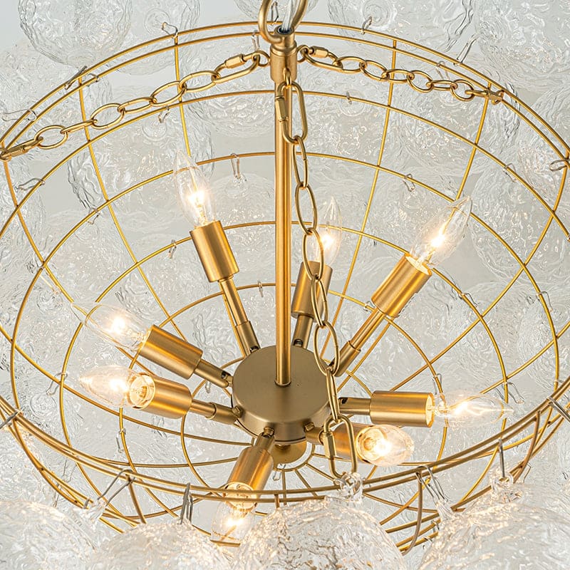 Modern Luxury Water Textured Cluster Glass Globe Bubble Chandelier