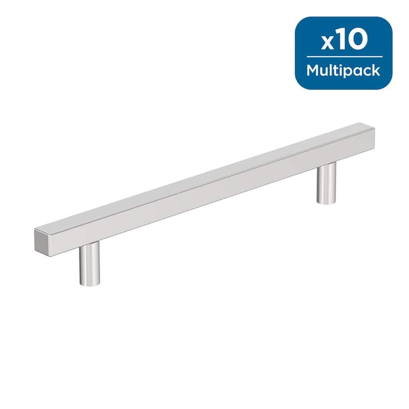 Amerock Square Cabinet Bar Pull for Cabinet, Drawer, or Furniture - Polished Chrome - 6-5/16 inch (160mm) Center-to-Center