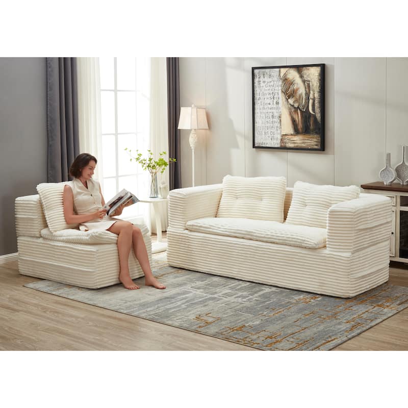 Sofa Bed With Independent Chaise Lounge And Functional Blanket,Convertible Sofa Bed,King Size Bed,Deep Seat
