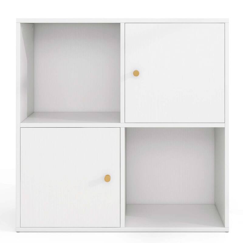 Costway 4-Cube Bookcase with Dual Anti-Tipping Kits & 2 Cabinets - See Details