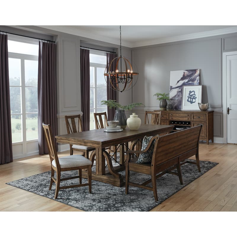 Magnussen Home Bay Creek Toasted Nutmeg Extendable Trestle Dining Table - 38''W x 72''D x 30''H