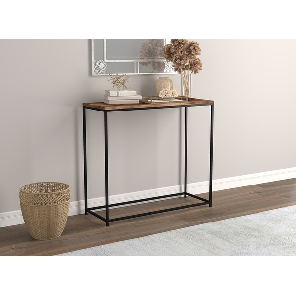 Console Table 31L Brown Reclaimed Wood Black Metal 31