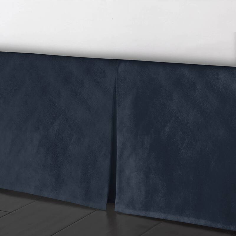 6ix Tailors Cascade Velvet True Navy Bed Skirt 15" drop