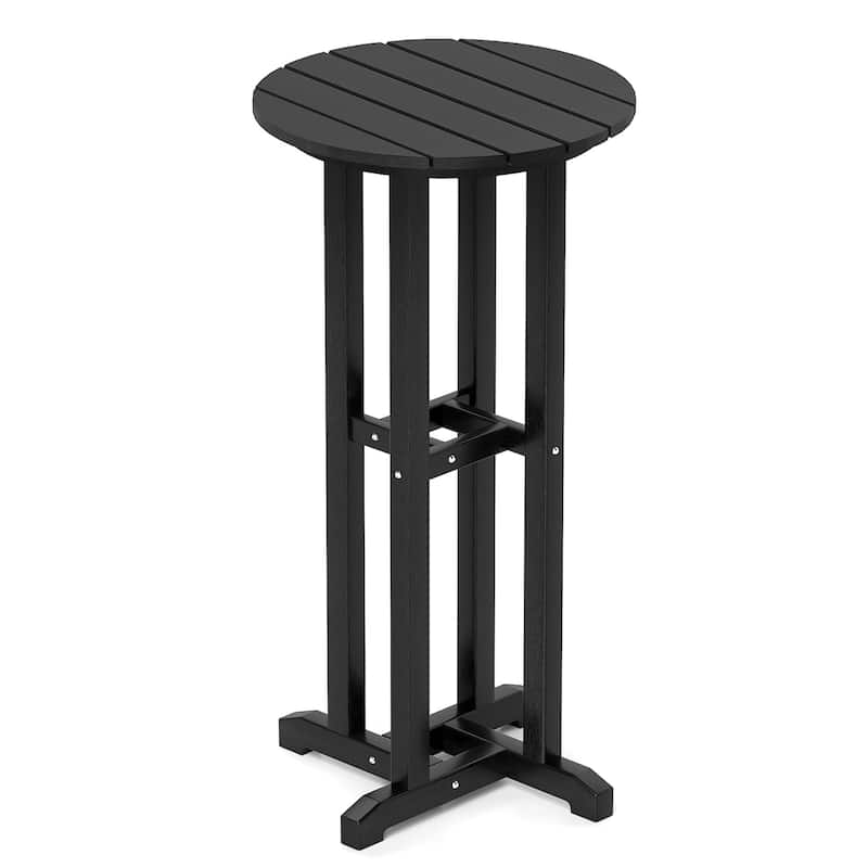 Gymax 21.5'' Round Bar Table Patio HDPE Bar Height Dining Table w/