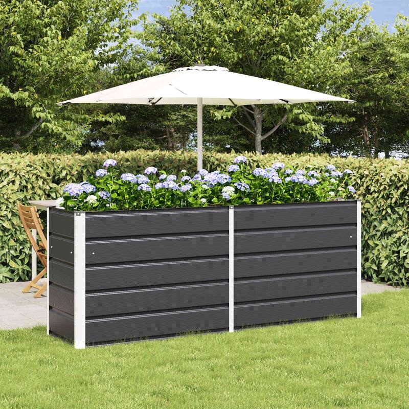 vidaXL Planter in Galvanised Steel - 39.37 x 19.69 x 17.72 - Black - 76.77 x 19.69 x 30.31 in