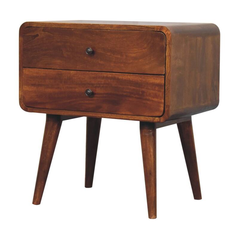 HomeRoots 24" Chestnut Solid Wood Two Drawer Nightstand