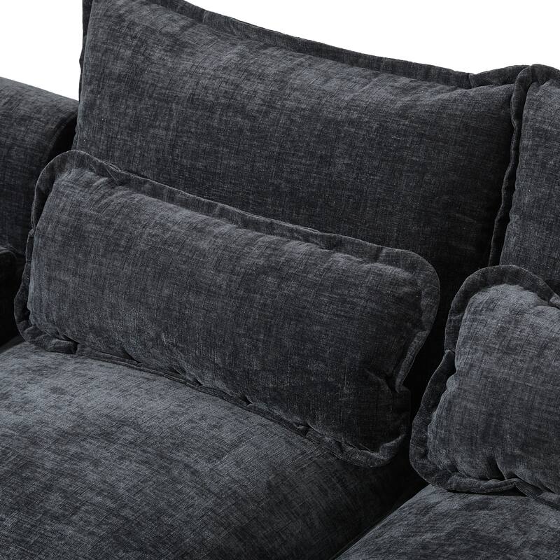 110" U-Shaped Chenille Cloud Sectional Sofa with Chaise & Pillows