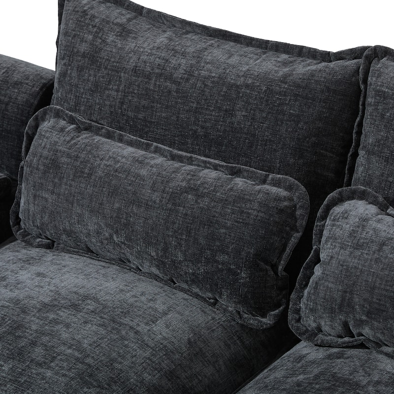 Modern Modular U-shaped Sectional Sofa, Chenille Cloud Couch Set