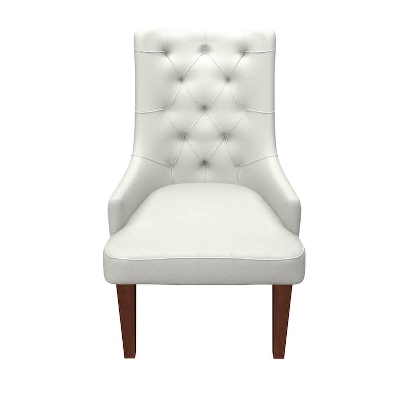 Dining Chair in Leather/Velvet Diamond-Tufted with Rubberwood Legs Set of 2
