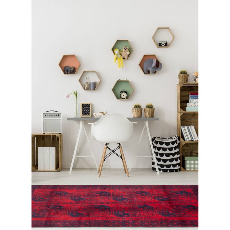 ECARPETGALLERY Hand-knotted Teimani Red Wool Rug - 3'9 x 6'8