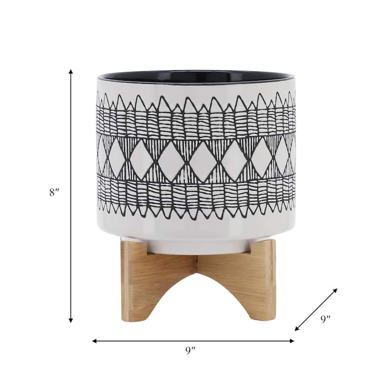 Sagebrook Home Abstract Ceramic Planter on Stand Indoor/Outdoor