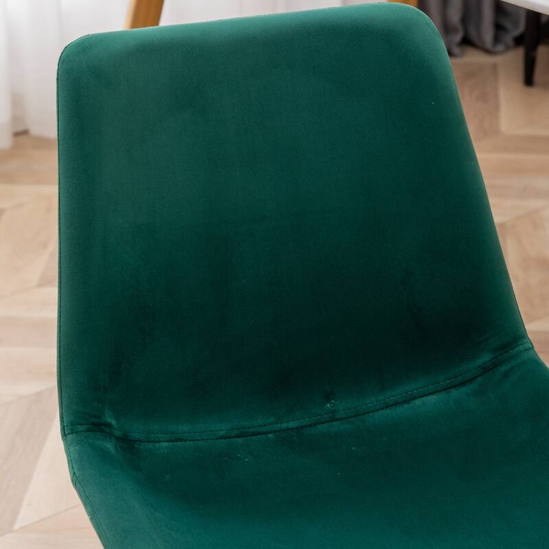 Velvet Upholstered Side Chairs with Metal Legs, White Green Bar Table and Chair Set, Round Dining Chairs for Breakfast Nook