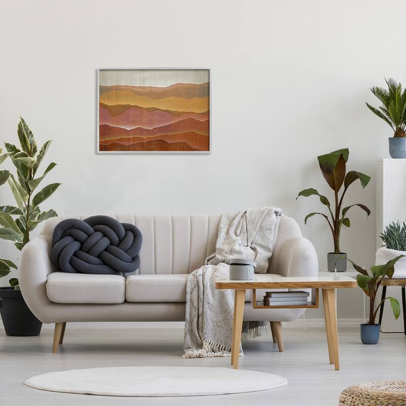 Stupell Warm Glowing Mountain Range Overlay Desert Landscape Framed Wall Art, Design by Liz Jardine